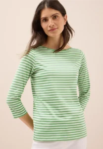 Basic Stripe Boatneck Fennel Green Cecil