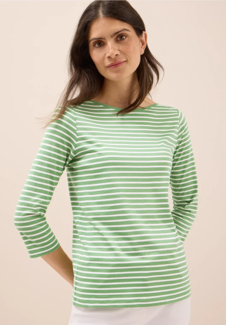 Basic Stripe Boatneck Fennel Green Cecil