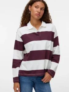 Molly Ls Polo Stripe Winetasting Vero Moda
