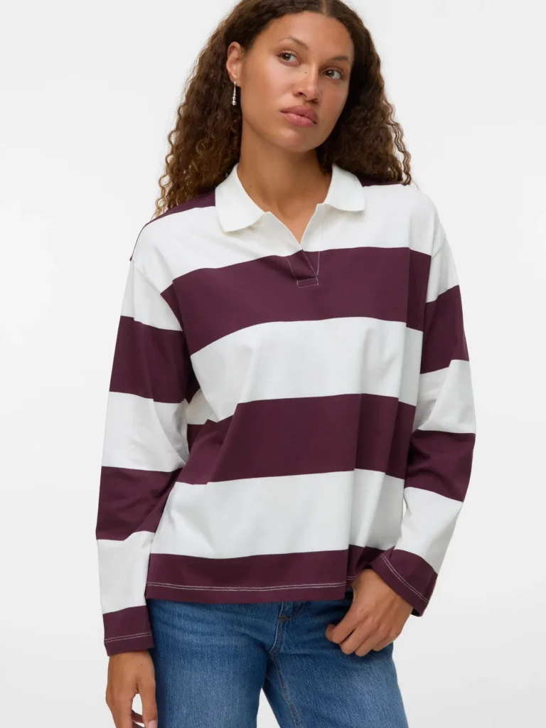 Molly Ls Polo Stripe Winetasting Vero Moda