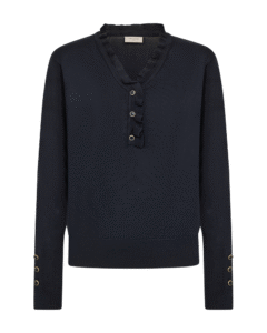 FQKatie V-Neck with Ruffle and Button Detail Salute Freequent