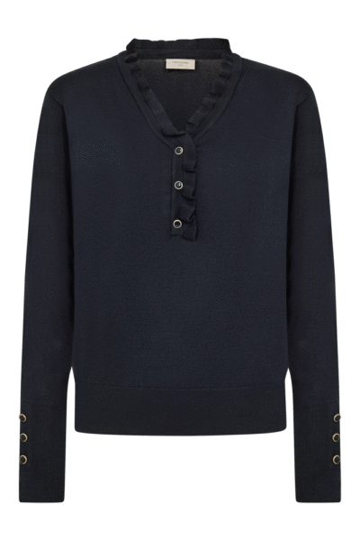 FQKatie V-Neck with Ruffle and Button Detail Salute Freequent