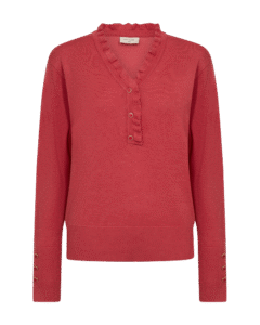FQKatie V-Neck with Ruffle and Button Detail Baked Apple Melange Freequent