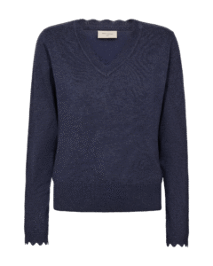FQKatie Scalloped V-Neck Vintage Indigo Melange Freequent